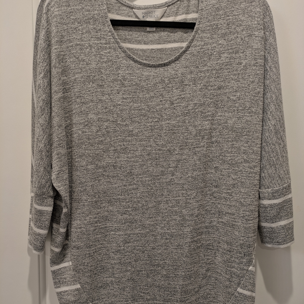 Gray Striped Knit Top